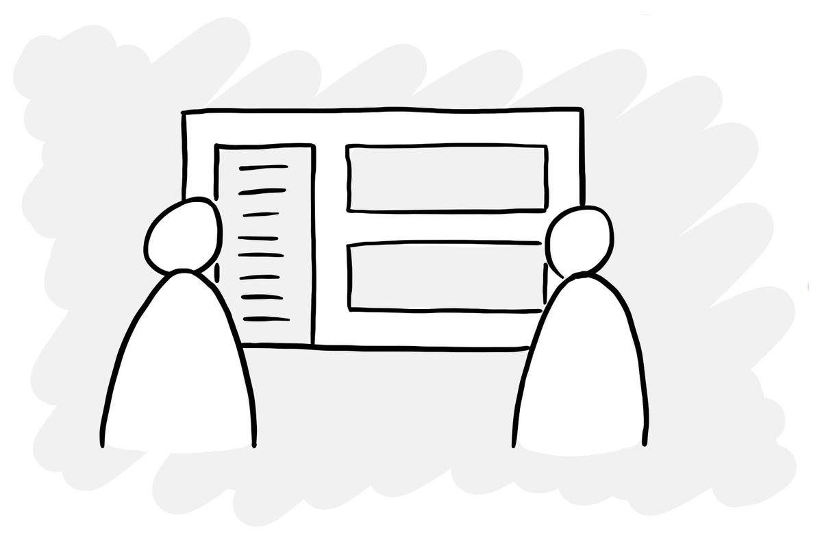 Two people looking at a design